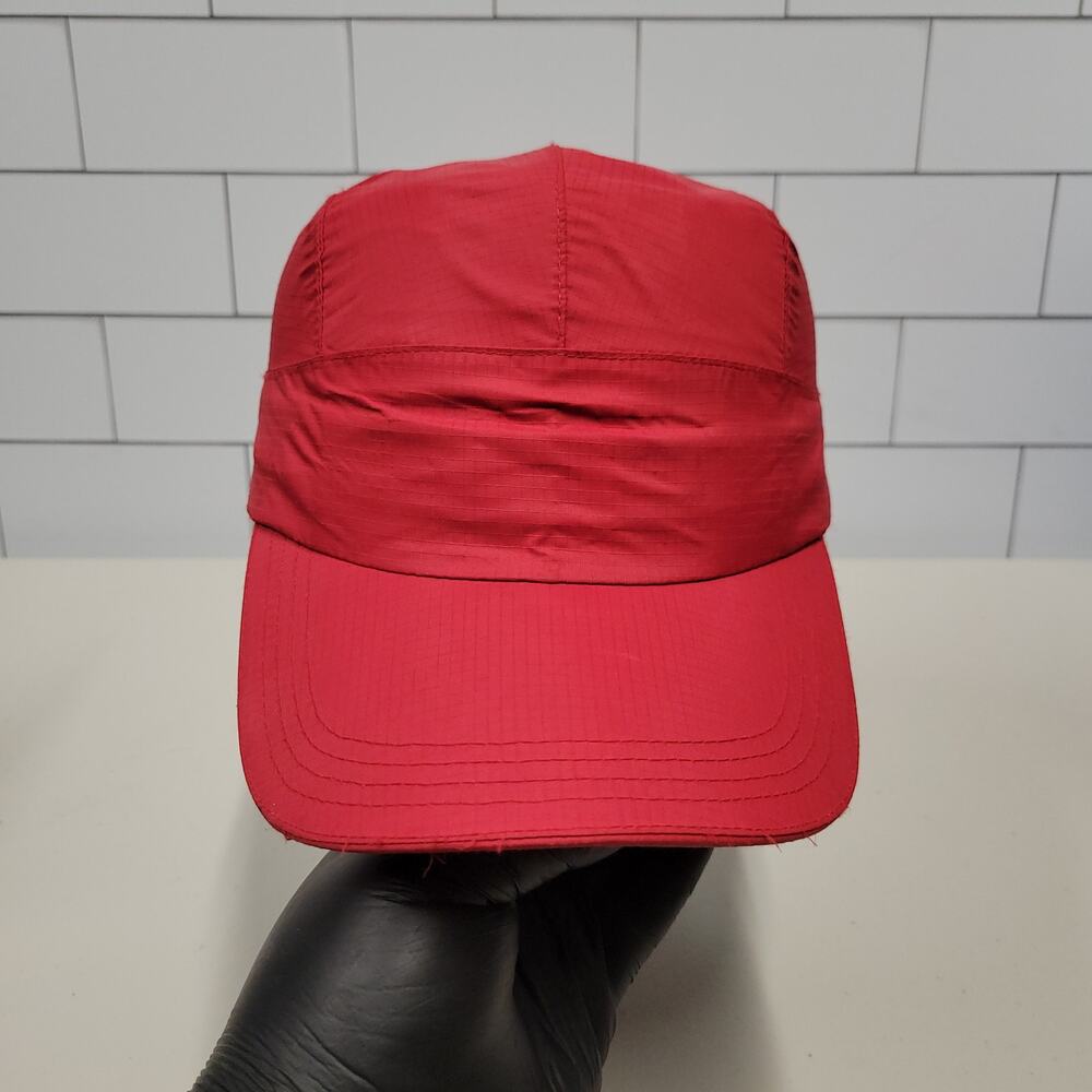 L.L.Bean Red 5 Panel Camp Cap Snapback OSFA Ripstop Nylon Hiking Trail Hat